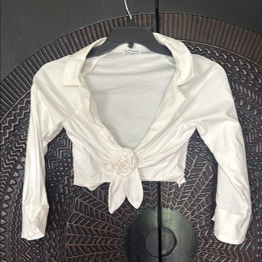 Reformation cream crop shirt 2